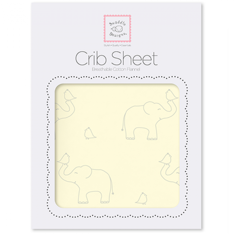 Flannel Fitted Crib Sheet  Sterling Deco Elephants